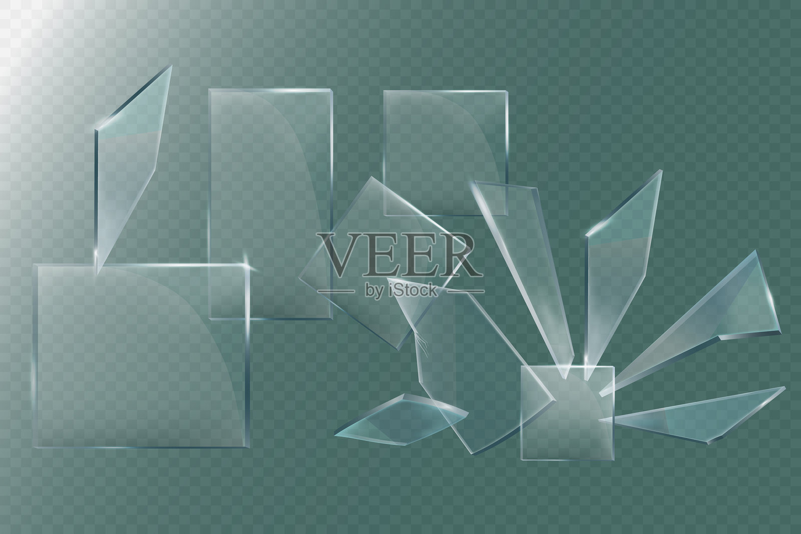 破碎的玻璃和碎屑插画图片素材