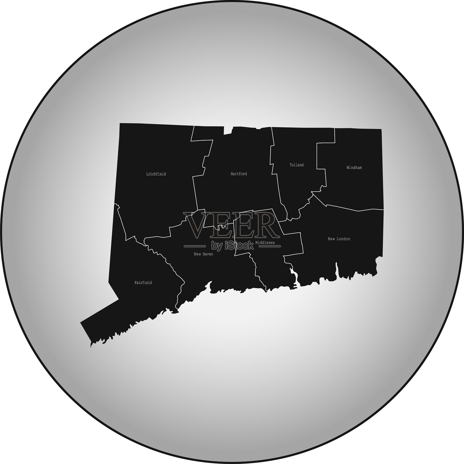 康涅狄格州地图插画图片素材