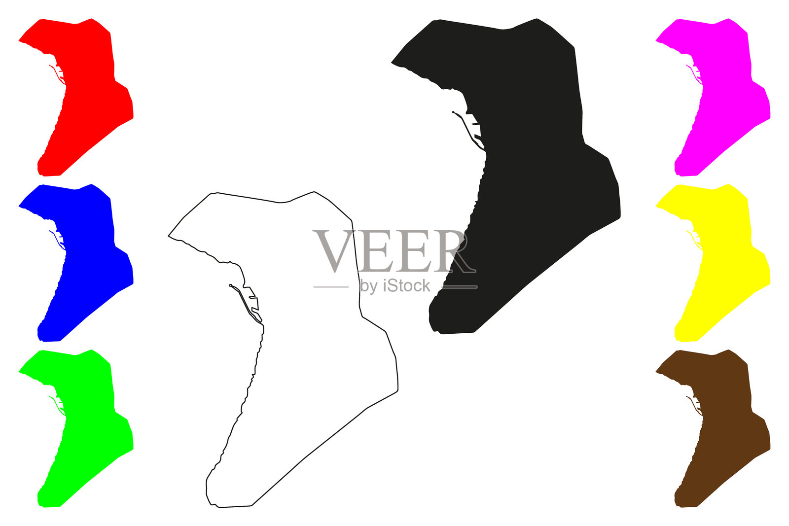 萨菲市（摩洛哥王国）地图矢量图，涂鸦草图萨菲地图插画图片素材