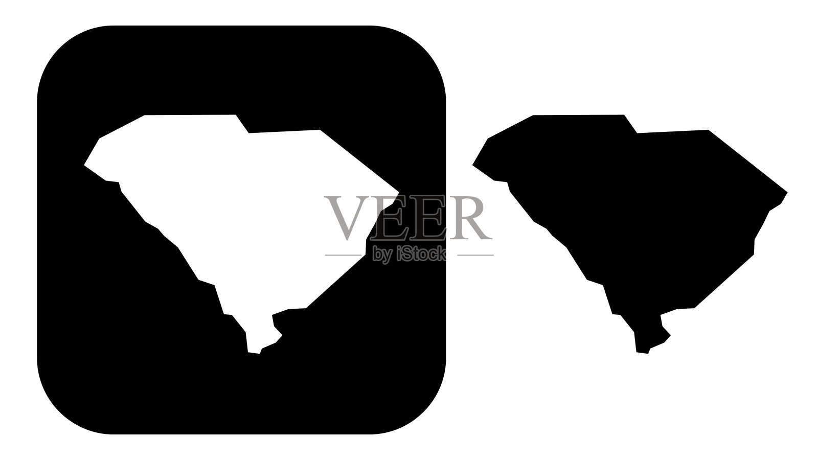 黑白南卡罗来纳州地图图标插画图片素材