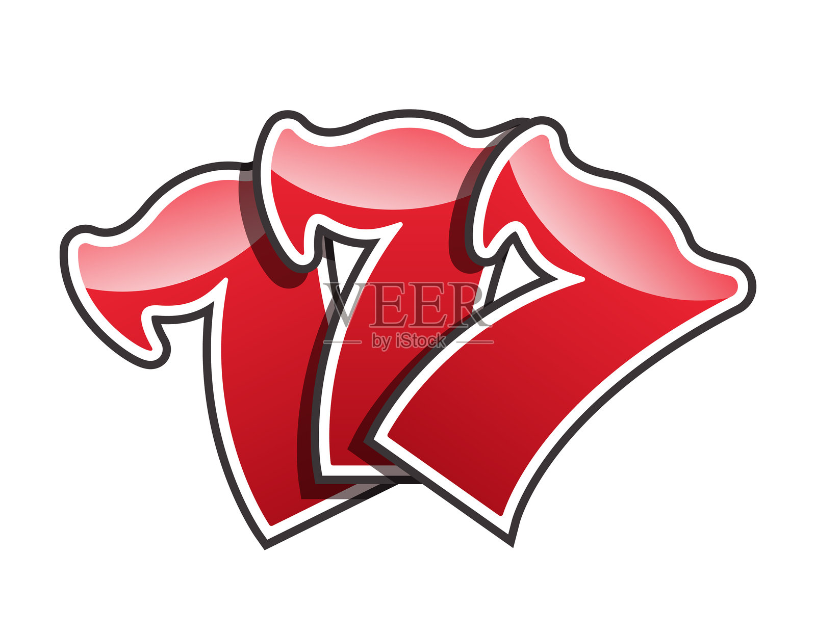 三个七。头奖。矢量图，孤立在白色背景上插画图片素材