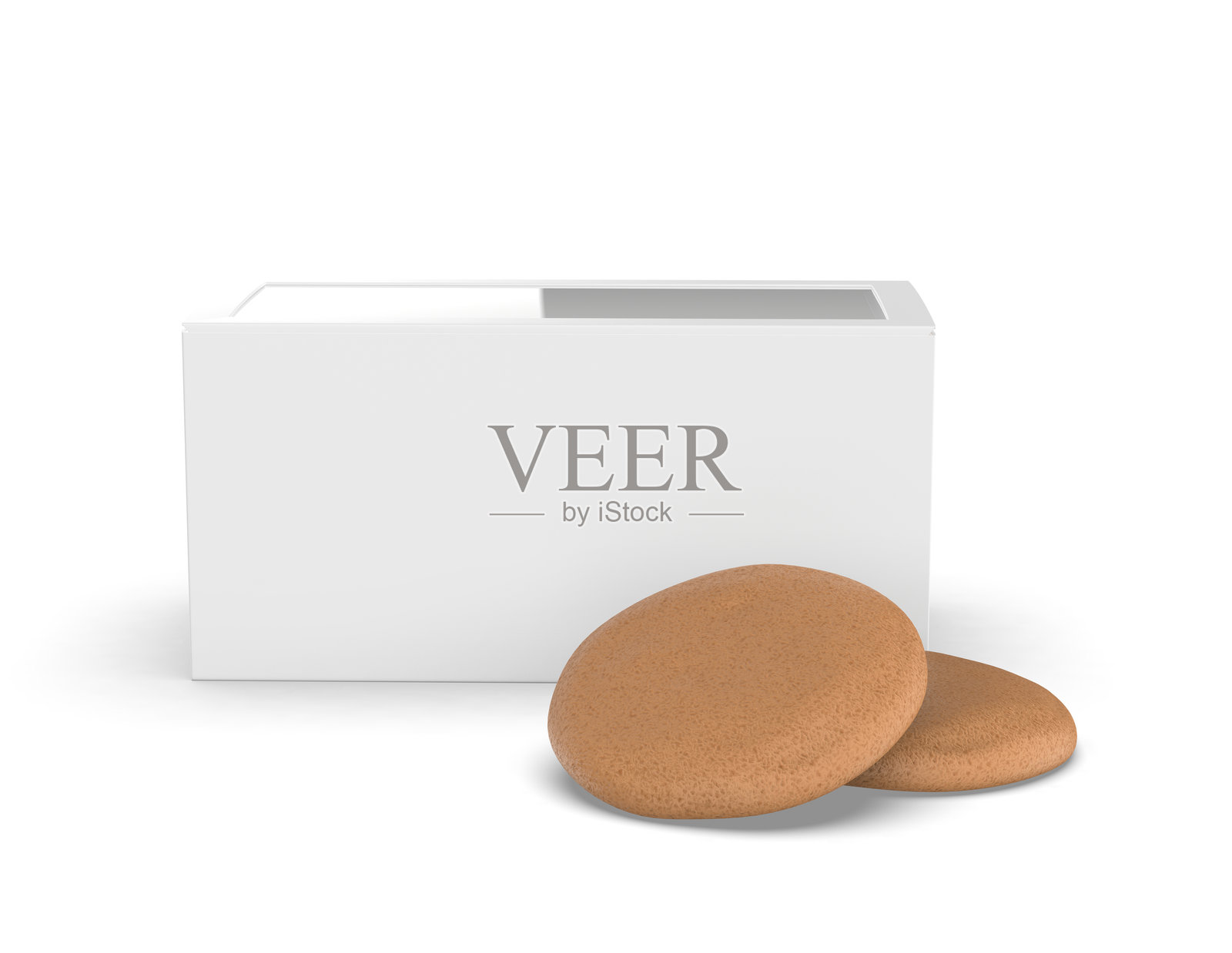 3D渲染的空白纸盒包装插画，适合饼干或曲奇。极简干净的食品容器模型，非常适合品牌和包装设计。照片摄影图片