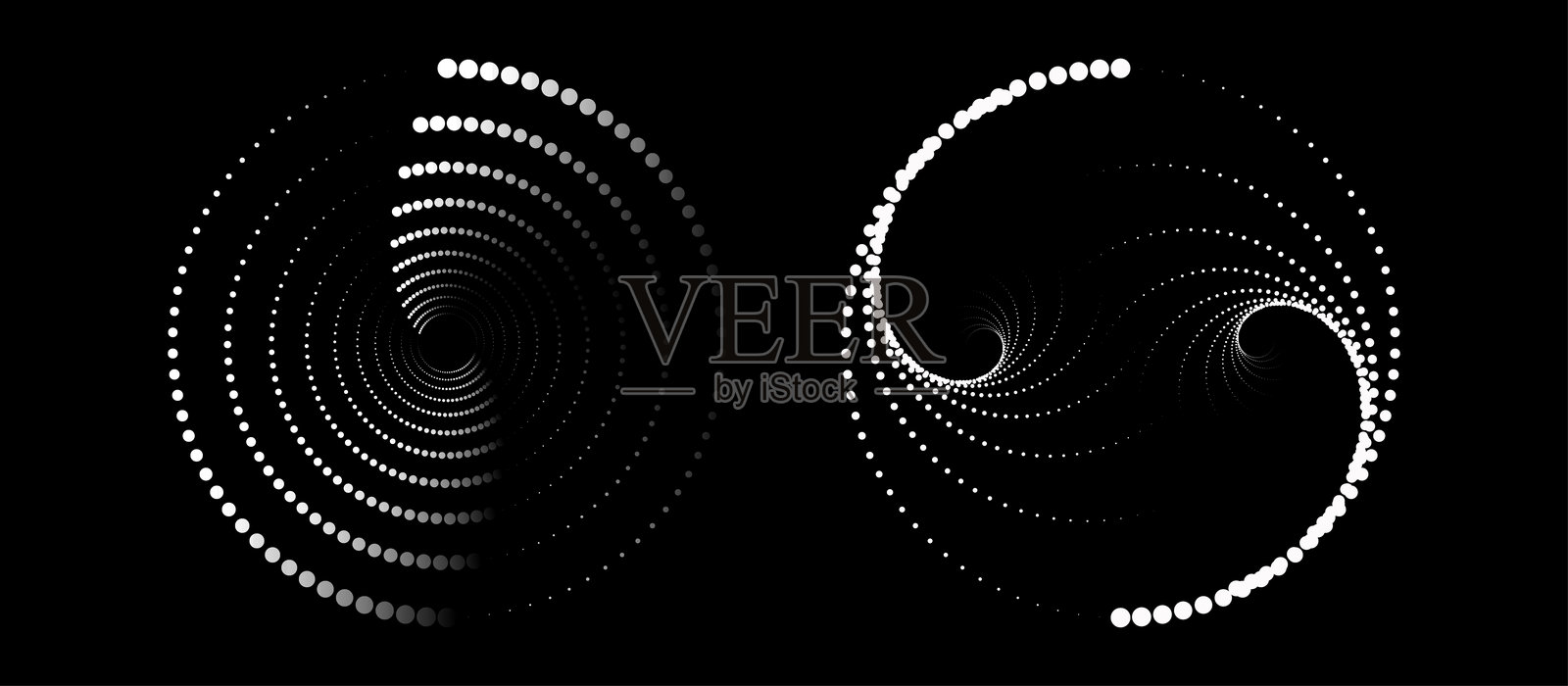 多彩的螺旋。点和线的弯曲路径。矢量图。插画图片素材