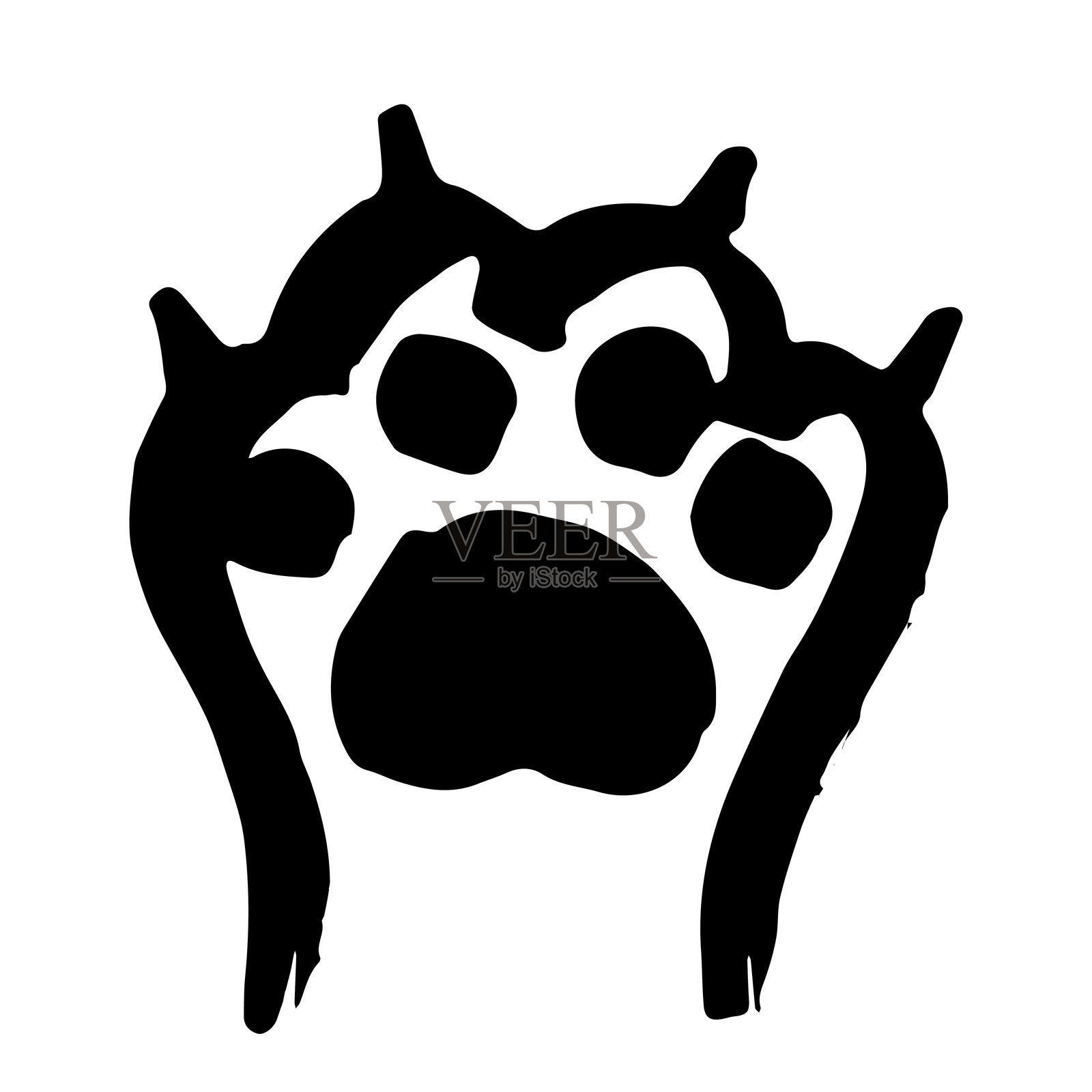 手绘可爱猫爪带爪子，卡通风格的猫、狗、动物、宠物、老虎爪子剪贴画，单个元素，适用于印刷、网页、设计、装饰、贺卡、儿童印花插画图片素材