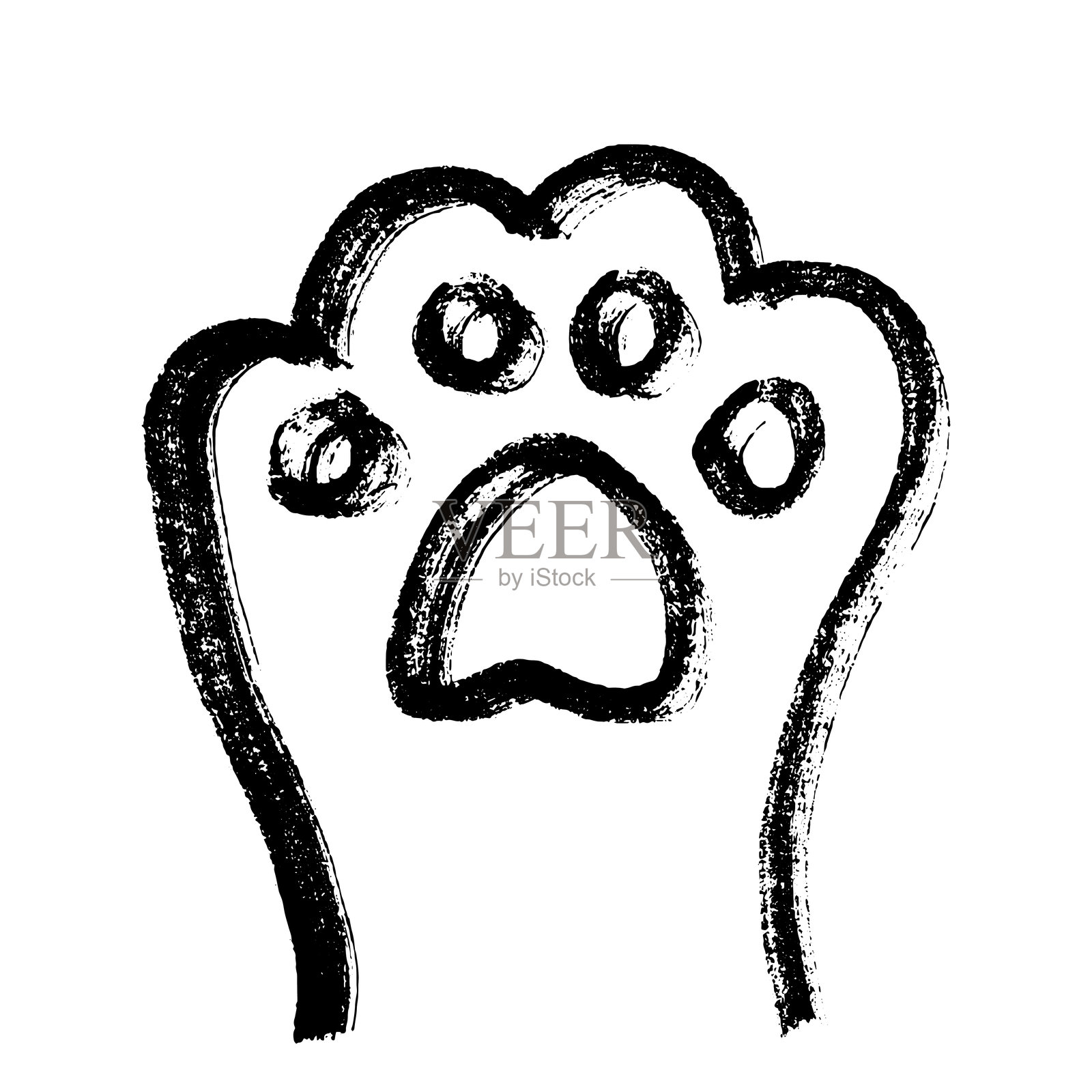 手绘可爱猫爪，卡通风格的猫、狗、动物、宠物、虎爪剪贴画，单个元素，适用于印刷、网页、设计、装饰、贺卡、儿童印花插画图片素材