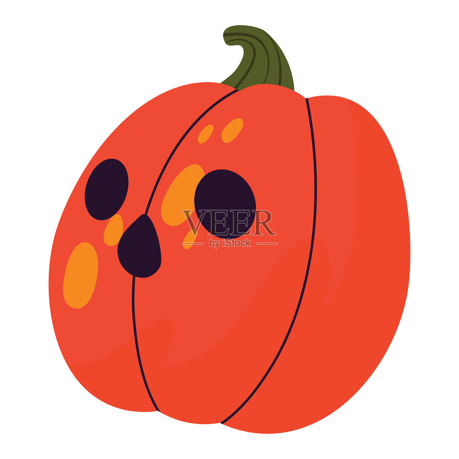 卡通风格的恐怖万圣节南瓜灯矢量插画，适用于节日装饰和图形设计插画图片素材