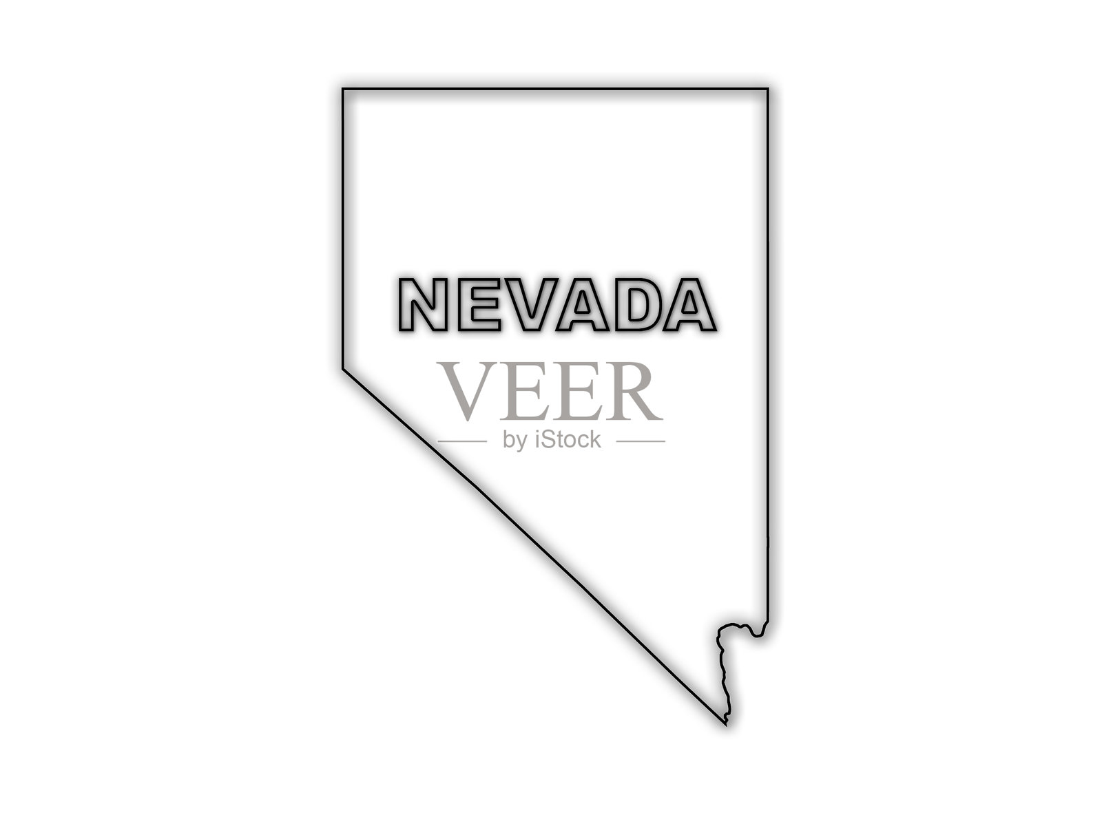 黑白内华达州地图轮廓极简单色插画插画图片素材