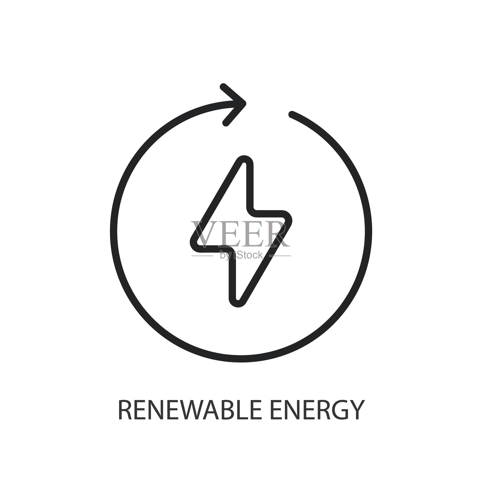 可再生能源细线图标。原创矢量插画。插画图片素材