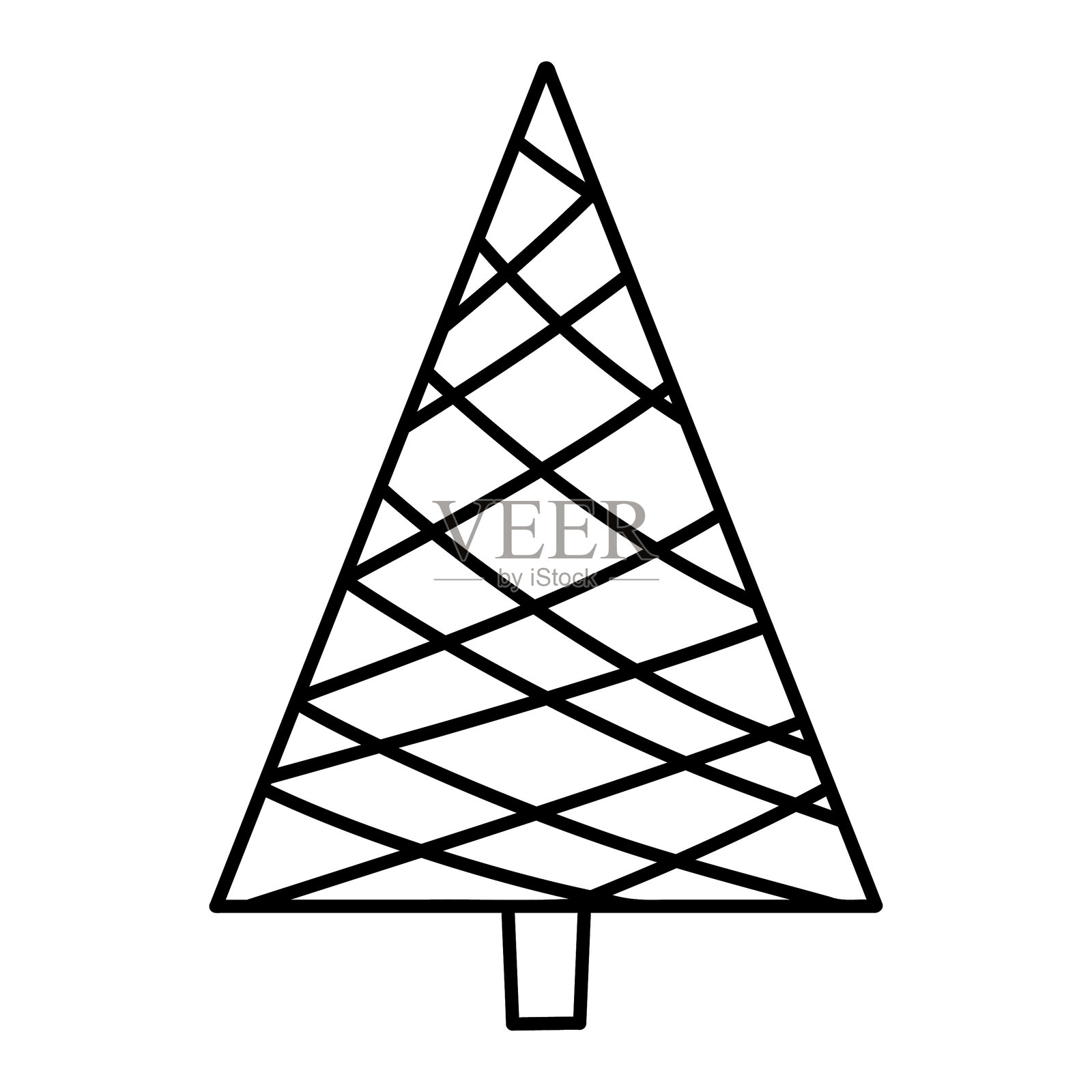 圣诞树矢量插画，手绘松树涂鸦。圣诞节和新年象征。节日冬季设计和装饰的独特剪影图标。插画图片素材