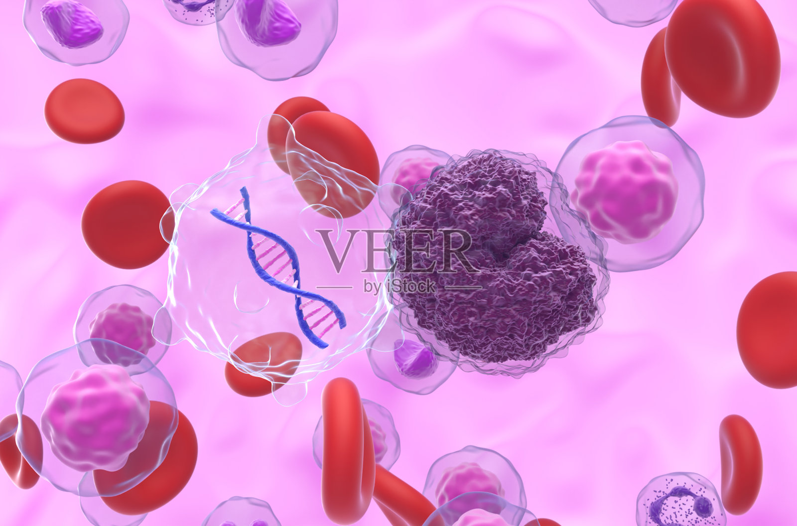 非霍奇金淋巴瘤（NHL）的基因疗法——特写视图3D插画照片摄影图片