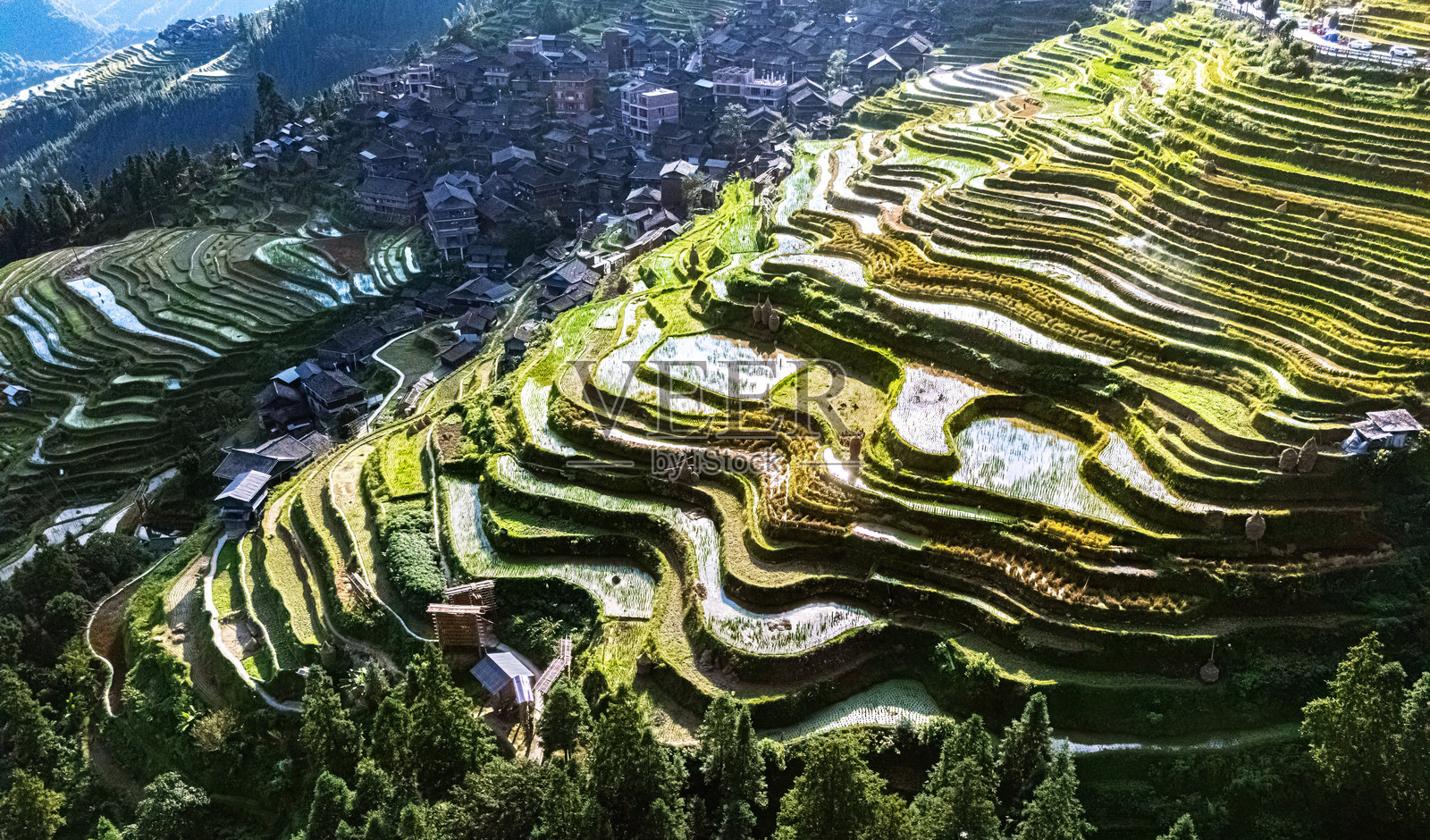 中国贵州省的加榜梯田景观照片摄影图片