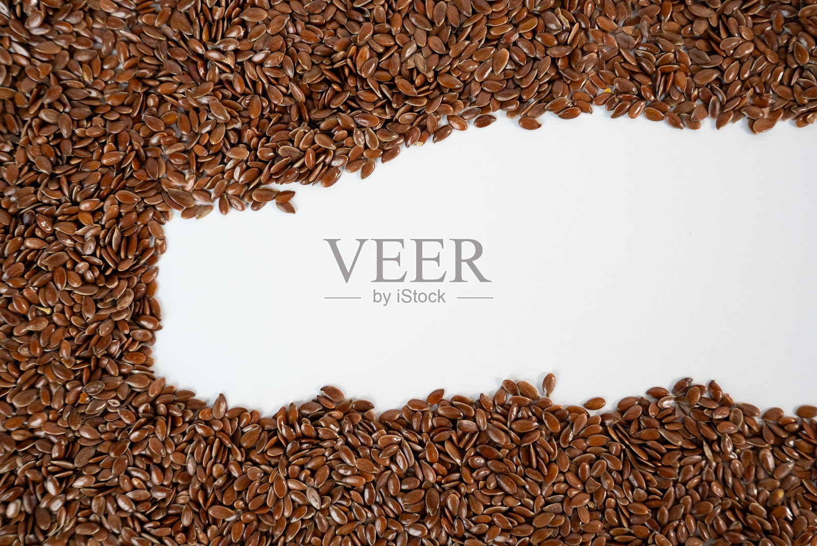 亚麻籽，留有空白空间，背景为白色照片摄影图片