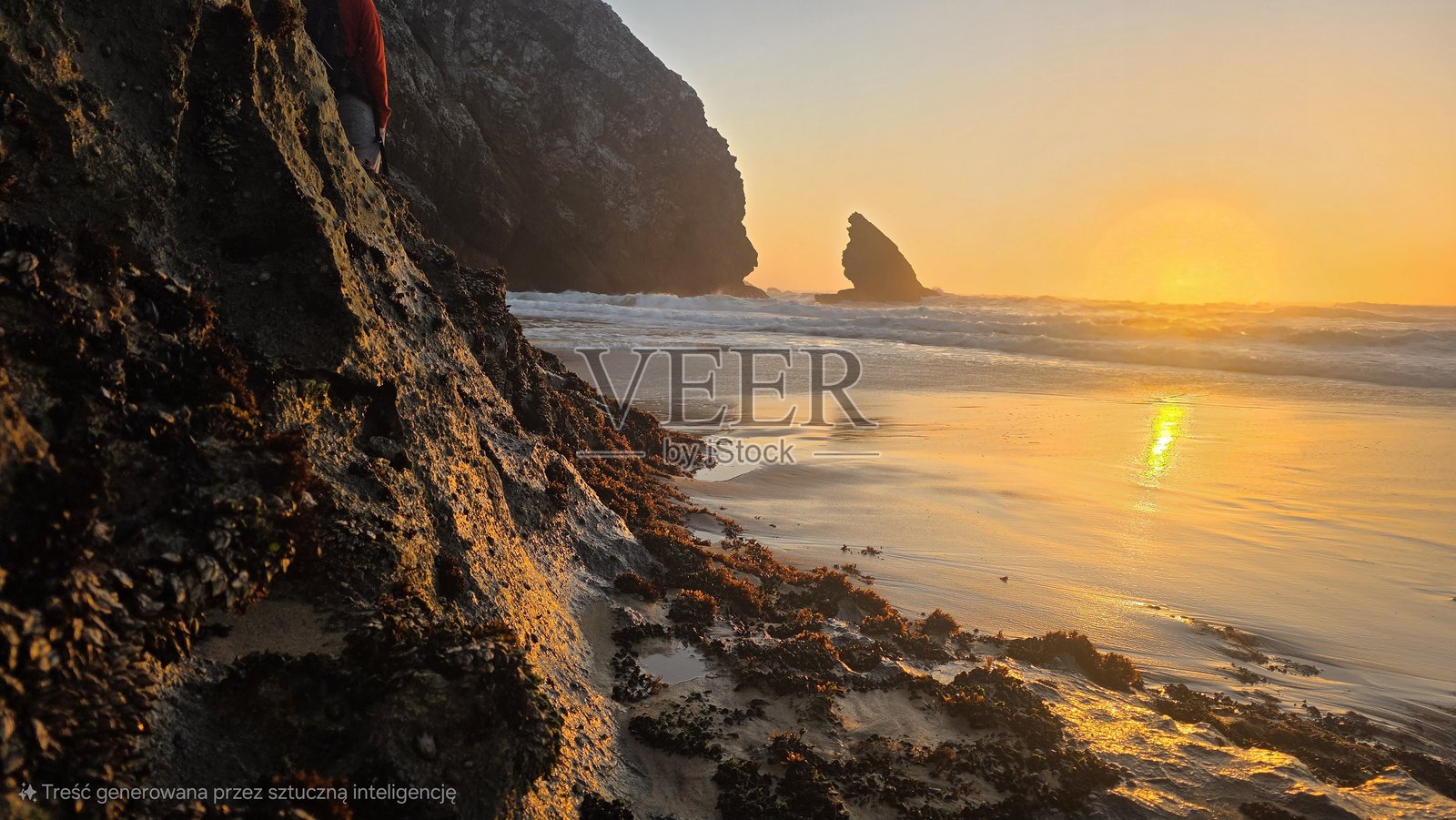 阿尔加海滩的日落照片摄影图片
