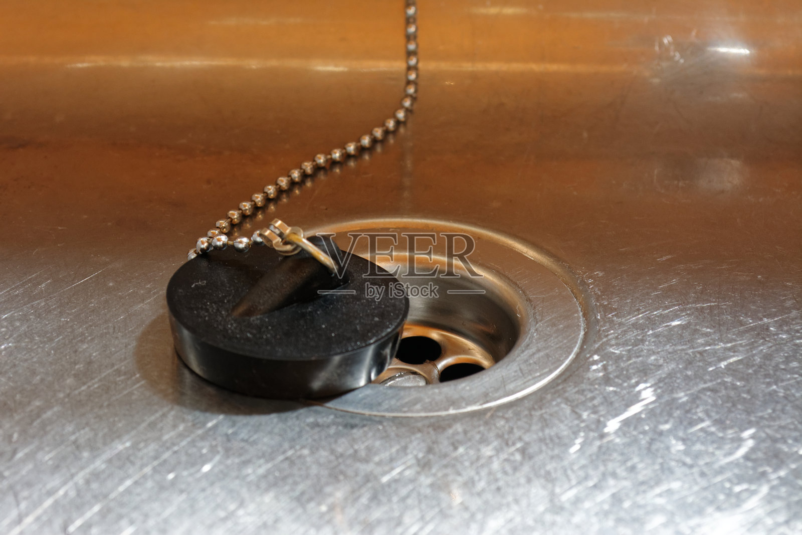 厨房水槽带塞子照片摄影图片