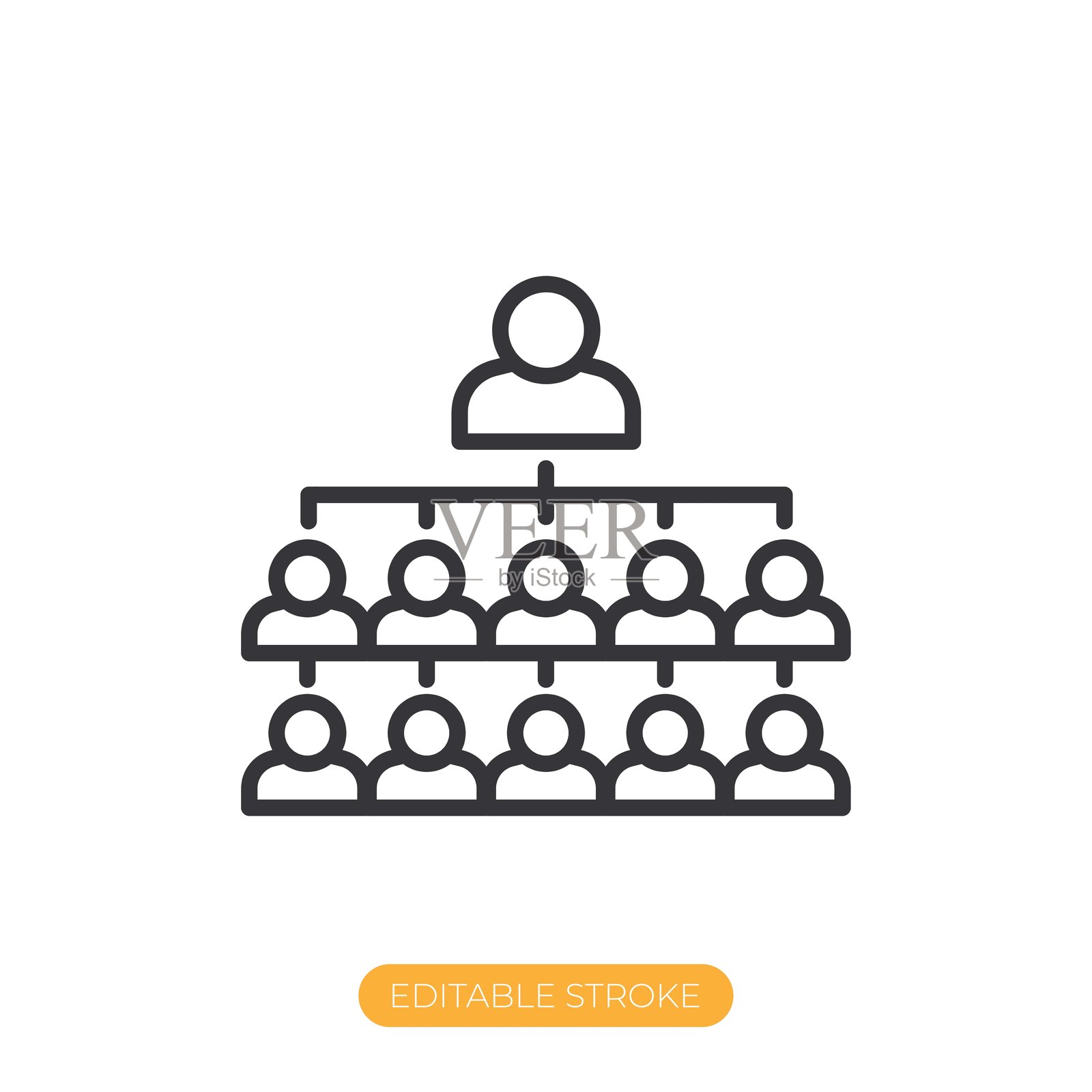 团队管理图标。可编辑描边的细线图标插画图片素材