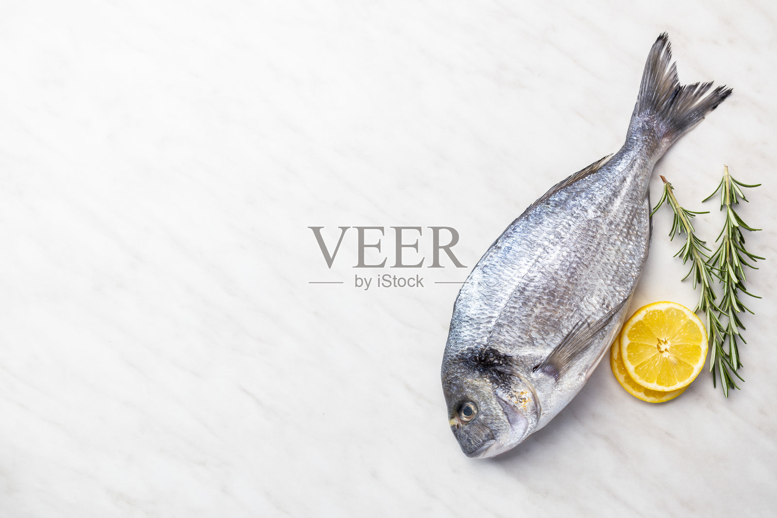 厨房台上的新鲜海鲷照片摄影图片