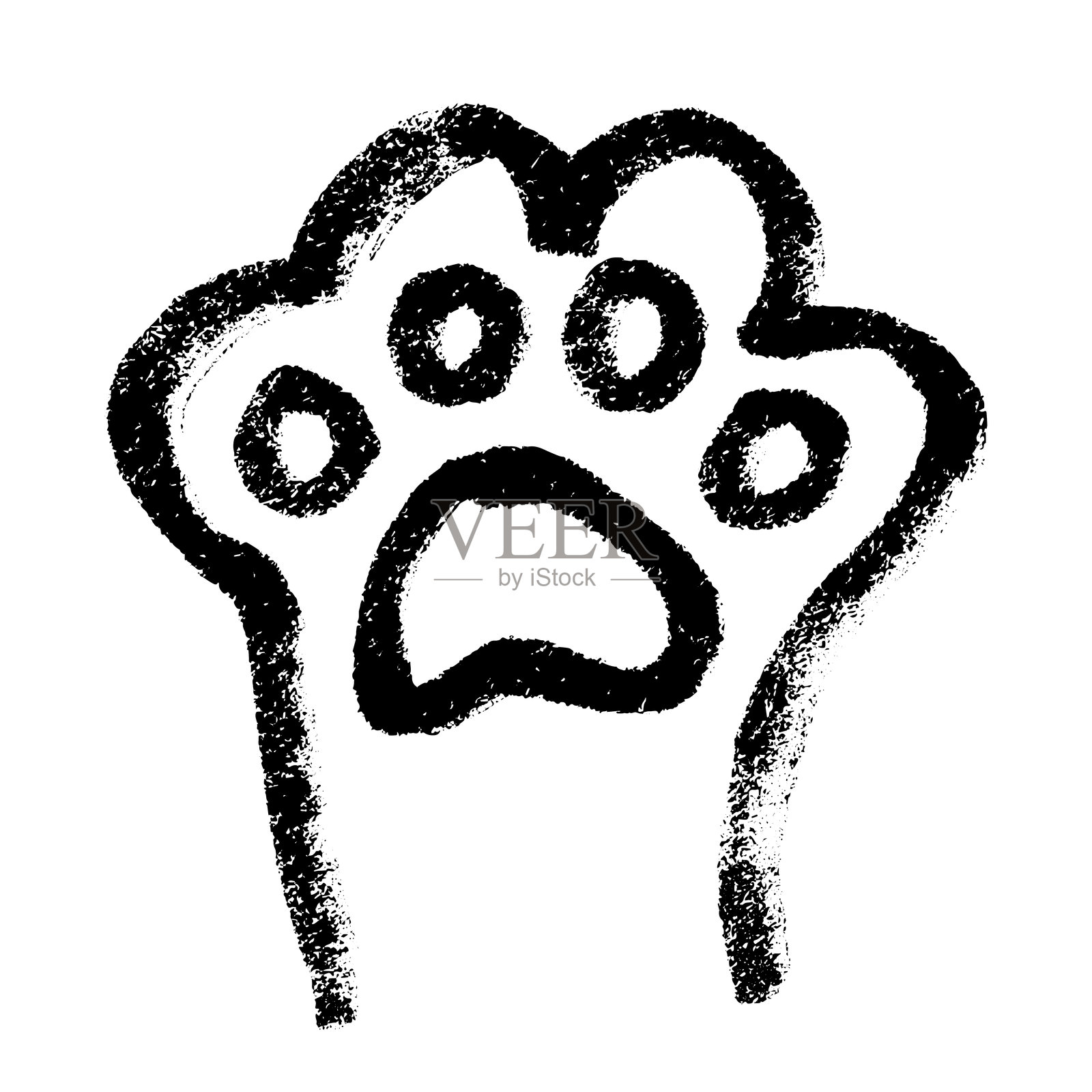 手绘可爱猫爪，猫、狗、动物、宠物、老虎爪，涂鸦风格的剪贴画，单个元素，适用于印刷、网页、设计、装饰、贺卡、儿童印花插画图片素材