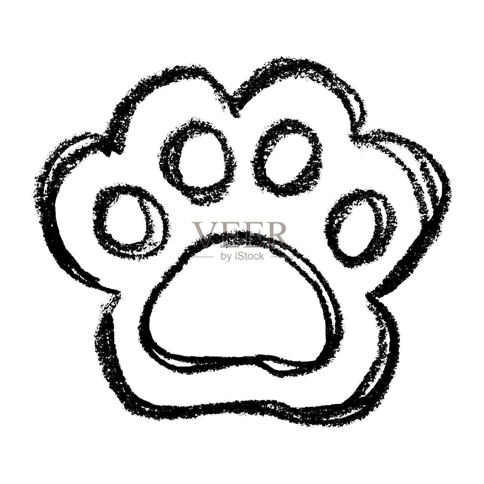 手绘可爱猫爪，猫、狗、动物、宠物、老虎爪涂鸦风格剪贴画，单个元素，适用于印刷、网络、设计、装饰、贺卡、儿童 prints插画图片素材