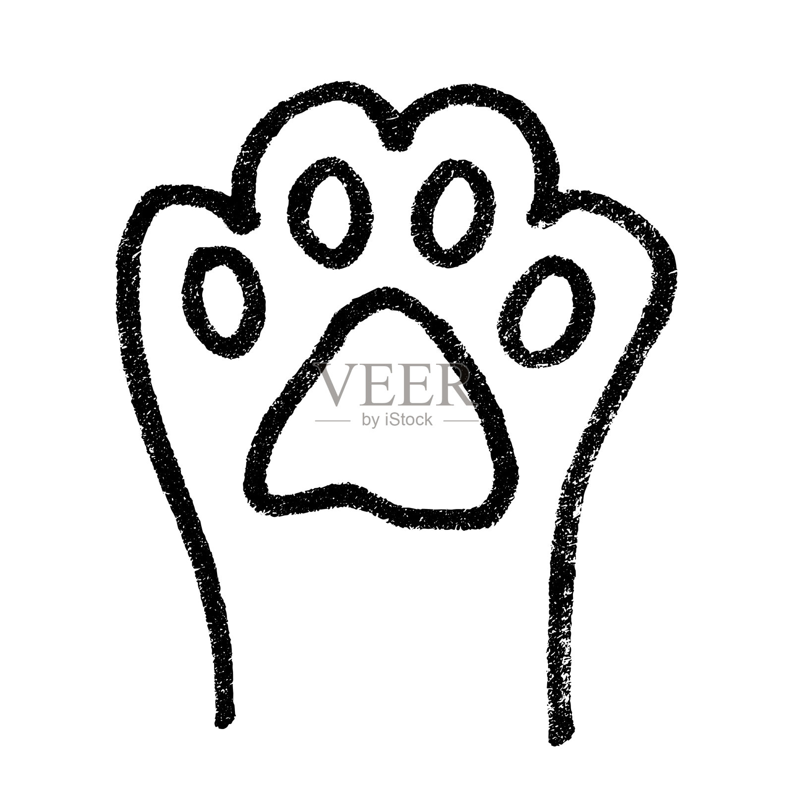 手绘可爱猫爪，猫，狗，动物，宠物，老虎爪剪贴画，涂鸦风格，单一元素，适用于印刷、网页、设计、装饰、贺卡、儿童印花插画图片素材