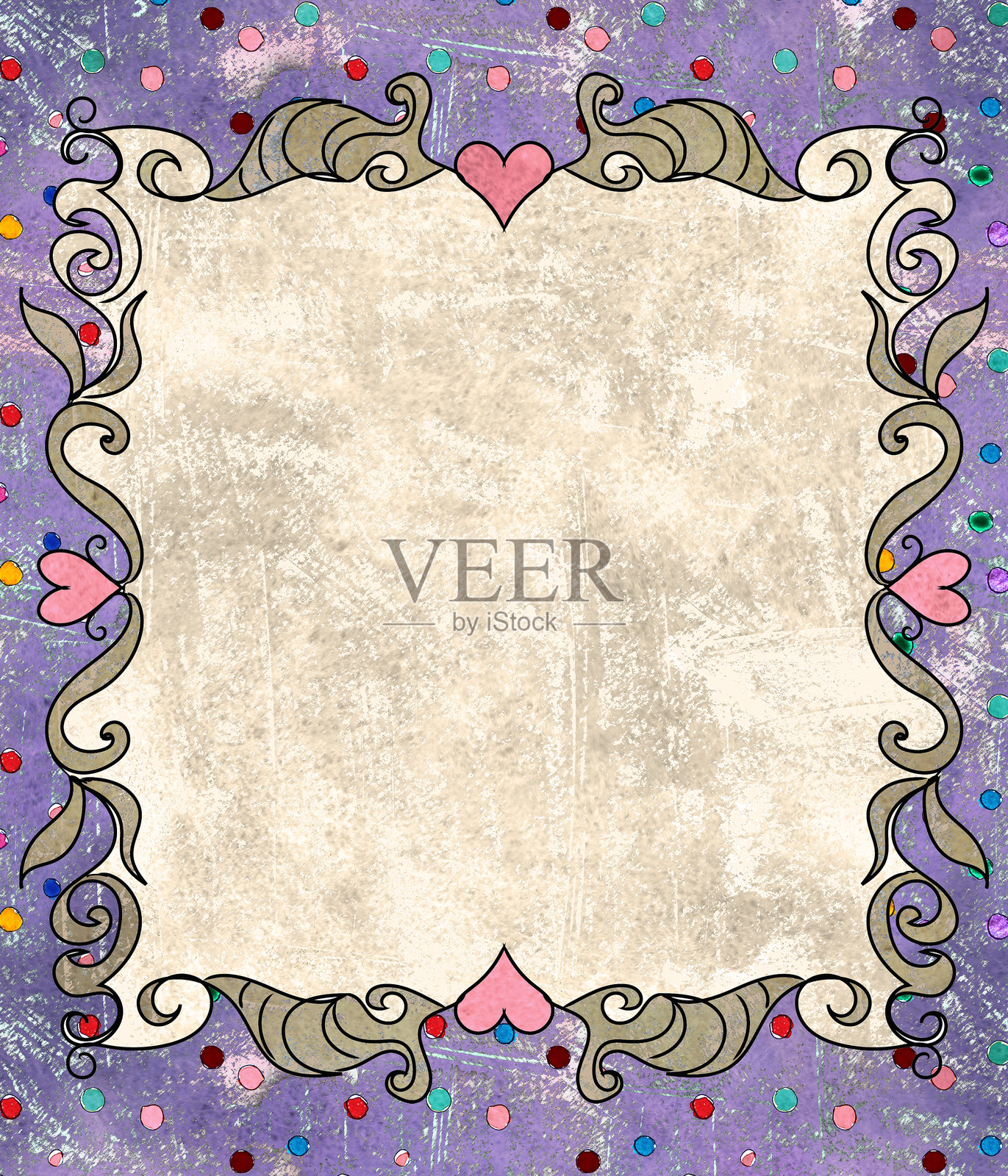 装饰艺术风格的画框，背景为粗糙风格插画图片素材