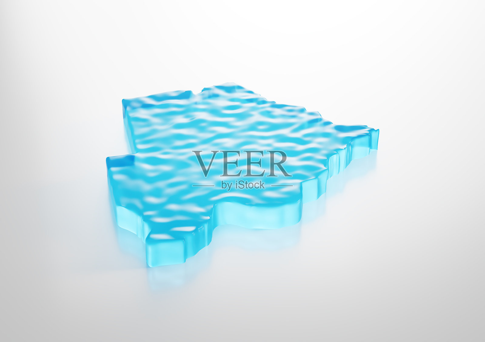 博茨瓦纳水冰图，全球变暖融化的冰川在深蓝色水中，三维插图照片摄影图片