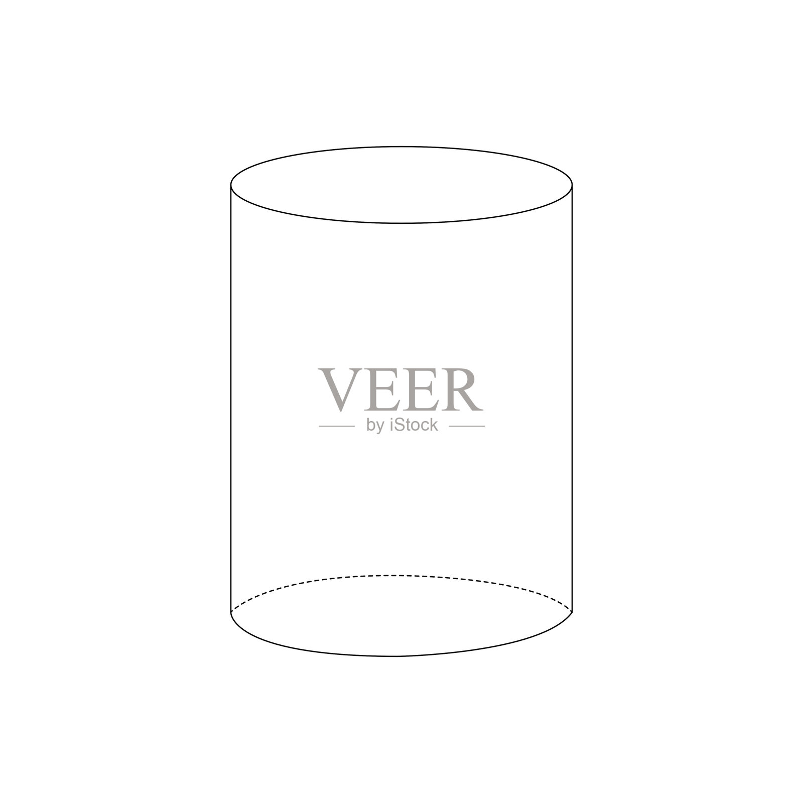 白色背景上的黑色轮廓几何形状圆柱体插画图片素材