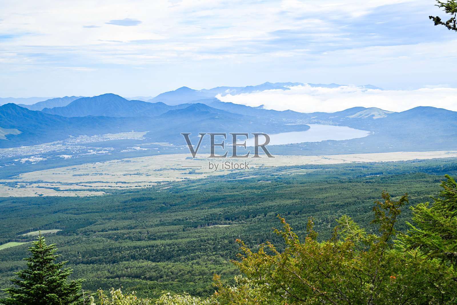 从富士山第五代站（山梨县）拍摄的全景图照片摄影图片