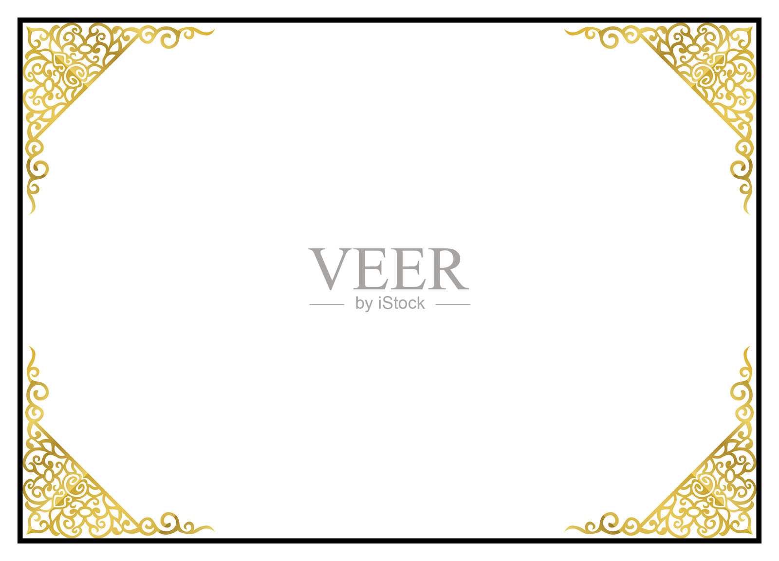 优雅的漩涡装饰豪华证书边框插画图片素材