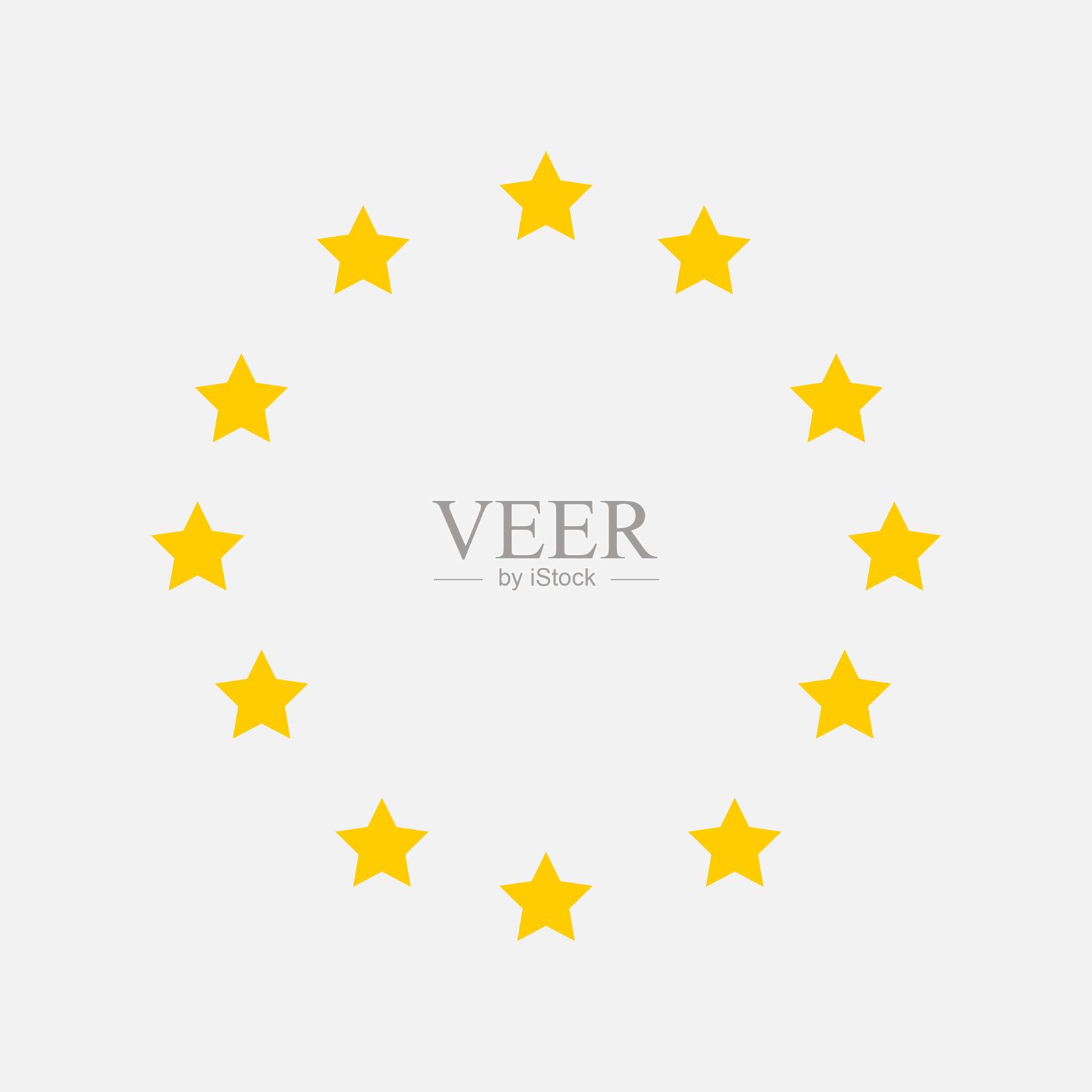 十二颗黄色的星星排成圆形插画图片素材