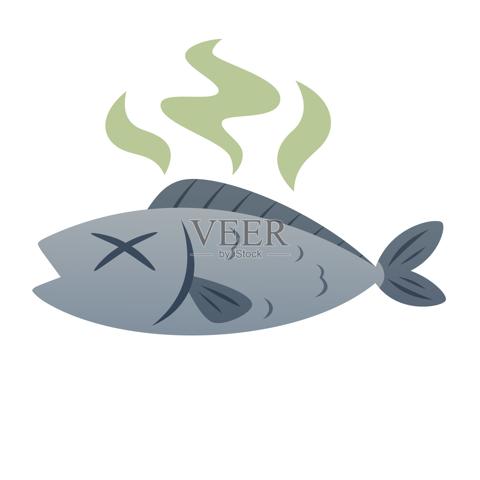 发臭的陈年鱼矢量图，孤立的插图插画图片素材