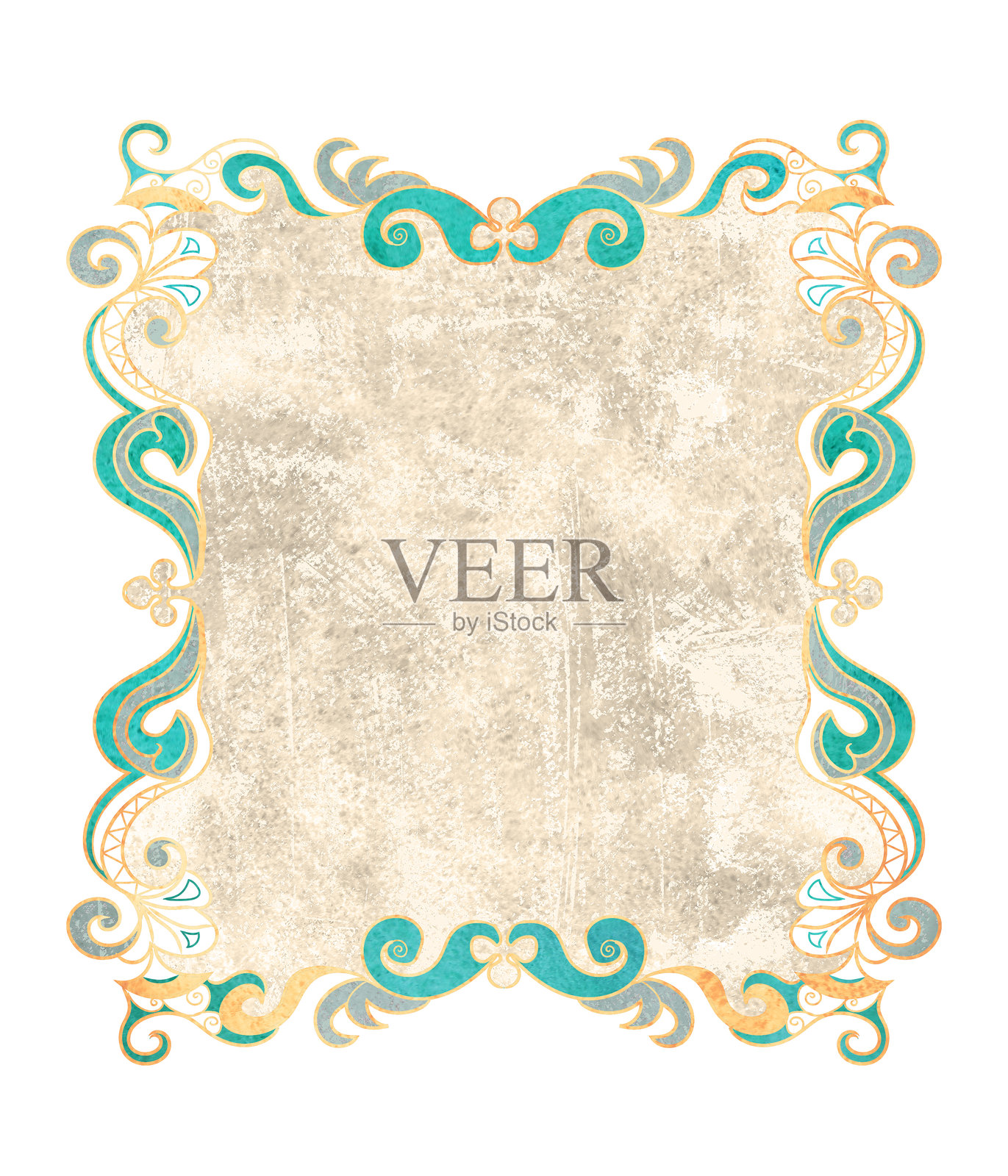 新艺术风格的边框，背景为做旧纹理插画图片素材