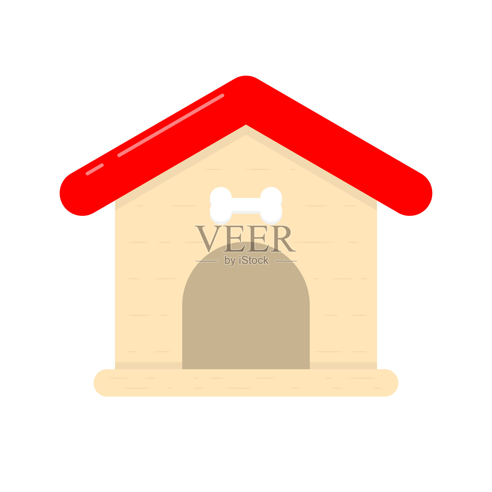 狗屋图标。宠物庇护所符号，在白色背景上孤立，用于应用程序、网页和平面设计。矢量图插画图片素材