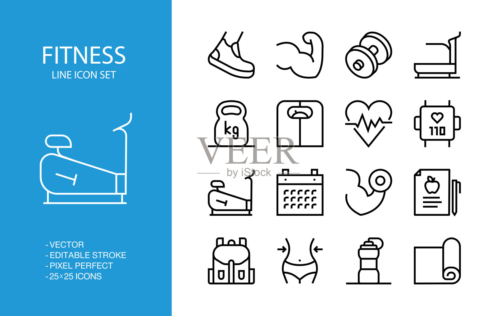 健身线条图标集插画图片素材