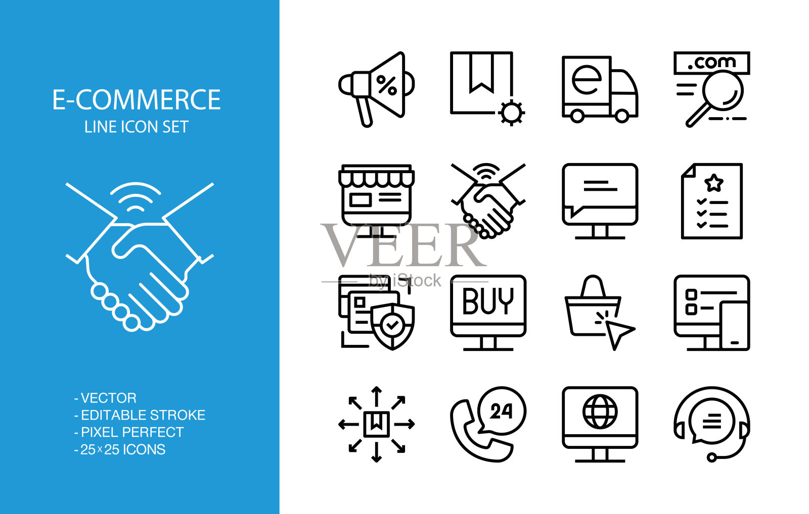 电子商务线条图标集插画图片素材