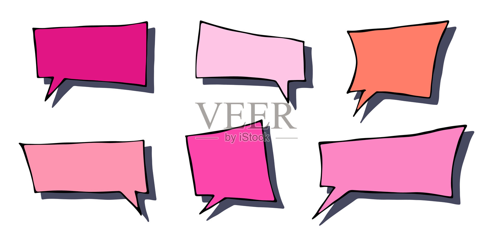 一套手绘对话气泡插画图片素材