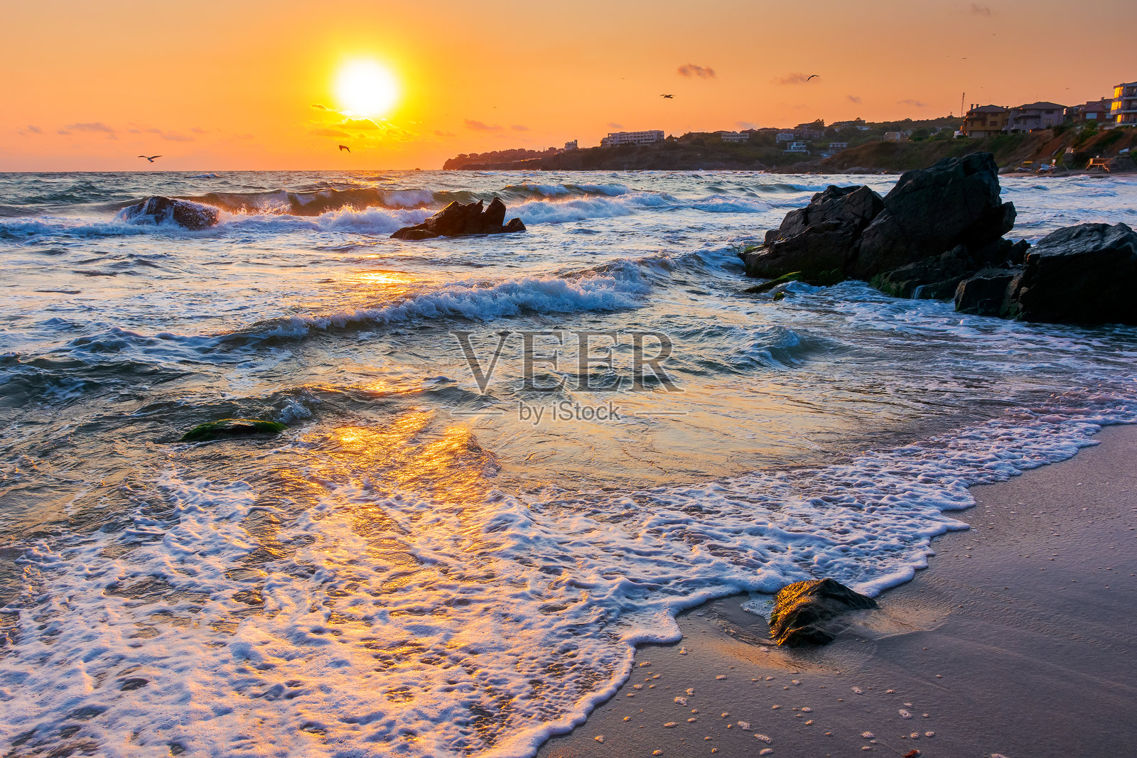 美丽的海滩日出照片摄影图片