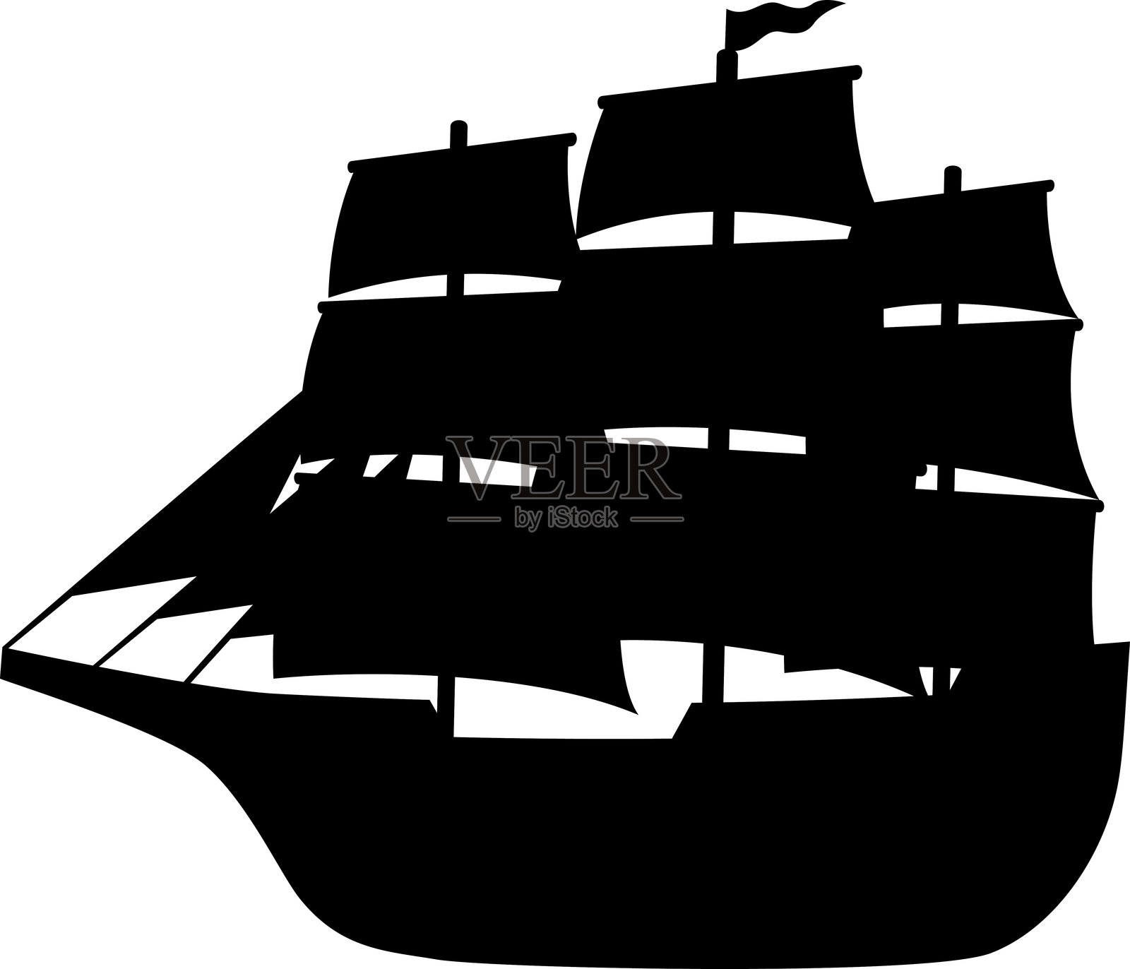 帆船剪影插画插画图片素材