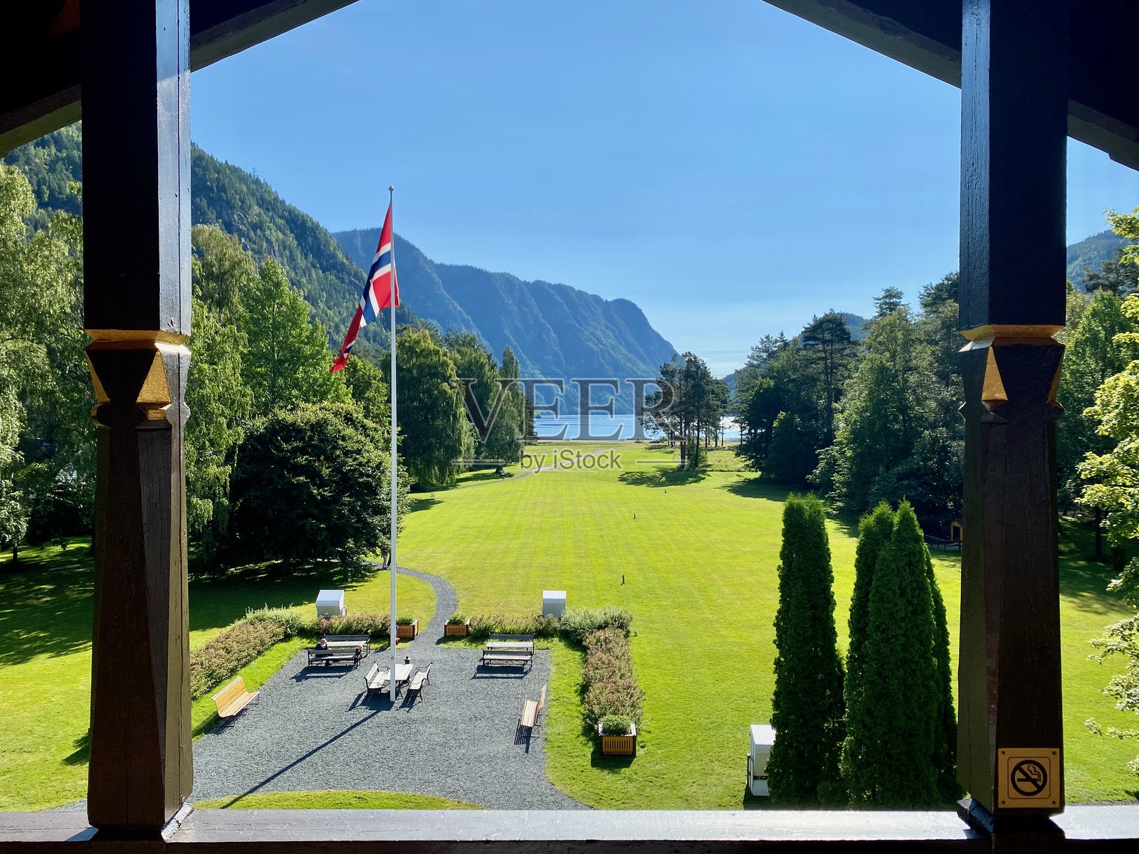 挪威泰勒马克地区，历史悠久的达伦酒店，龙塔套房的视角照片摄影图片