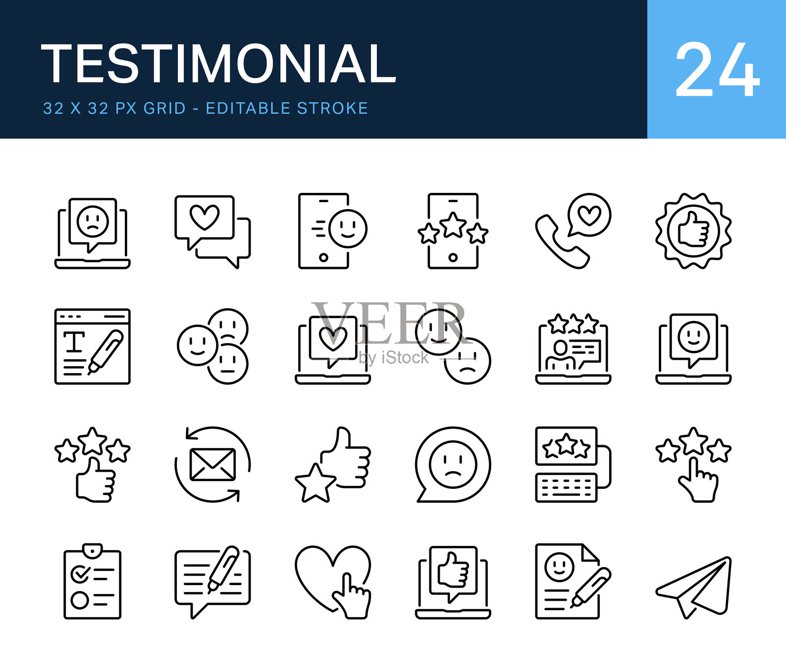 客户评价线条图标插画图片素材