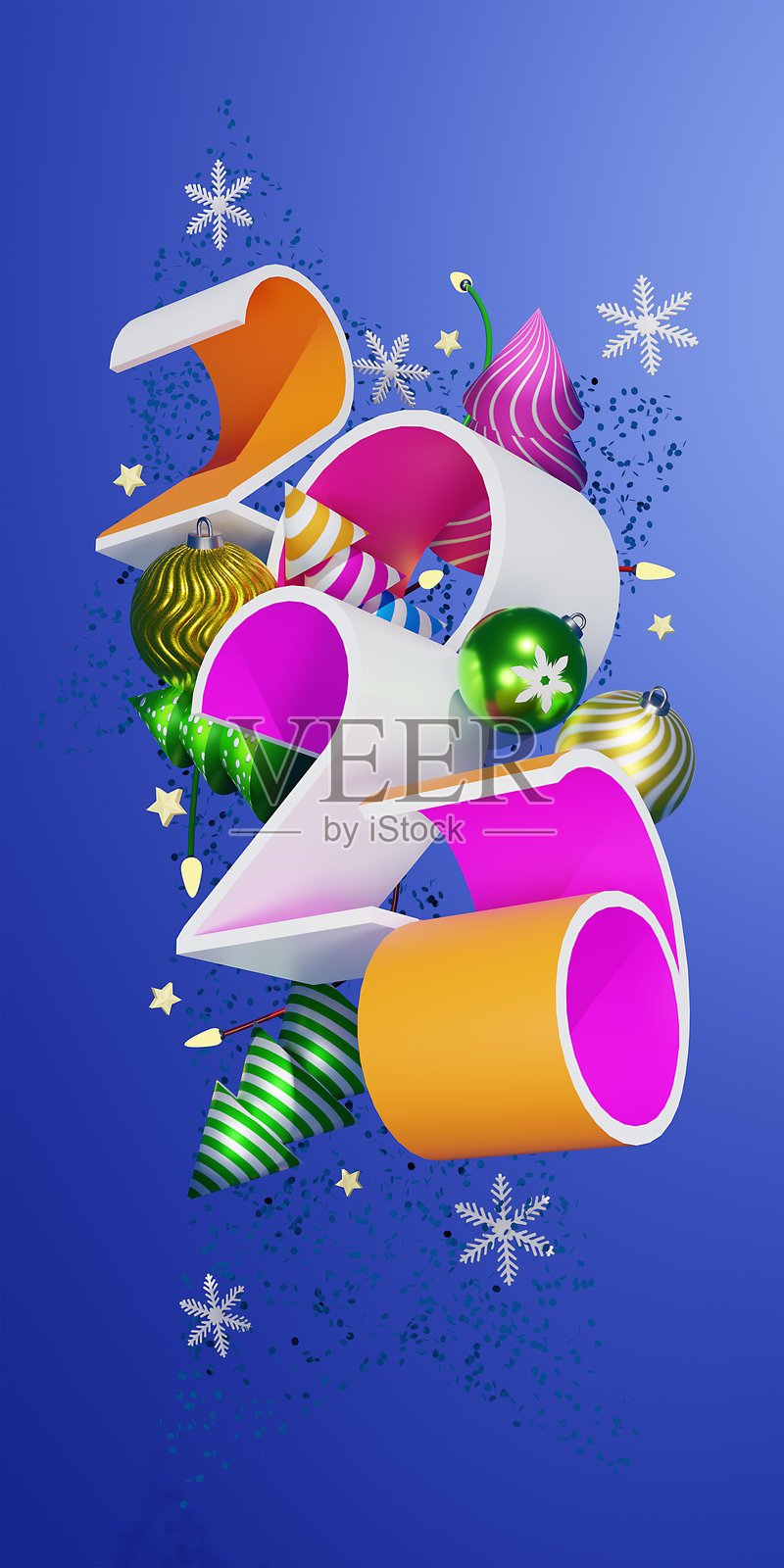 2026新年快乐设计。3D渲染。照片摄影图片