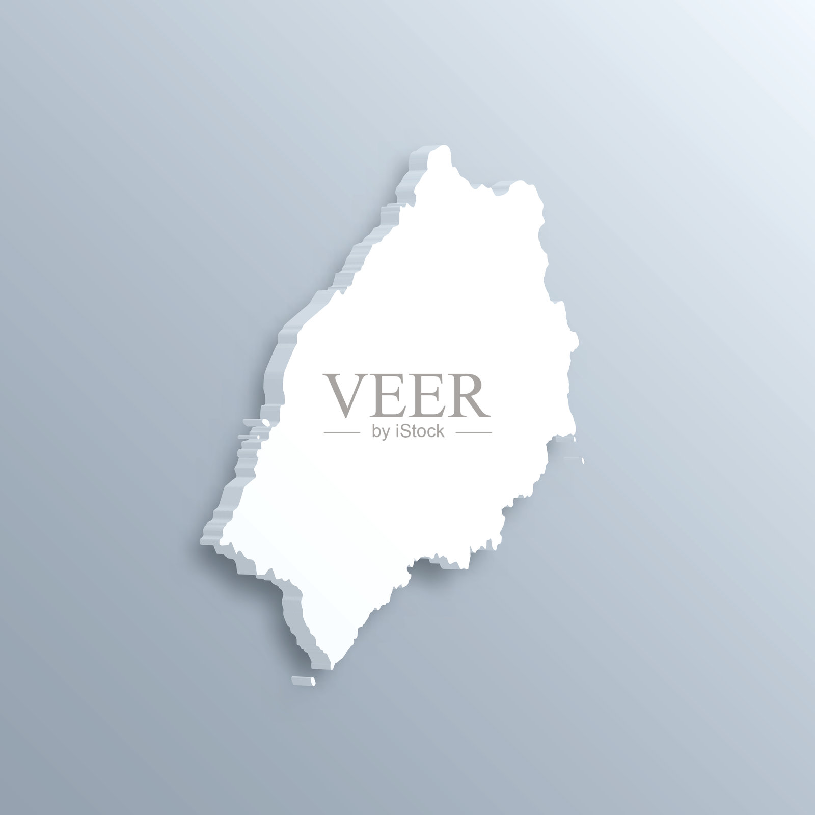 圣赫勒拿岛三维地图，灰色背景插画图片素材