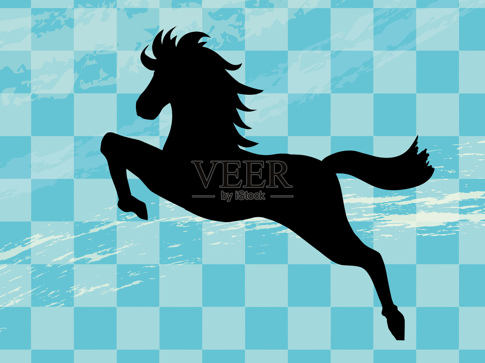 卡通漫画彩纸屑彩色背景、马、新年贺卡插画图片素材