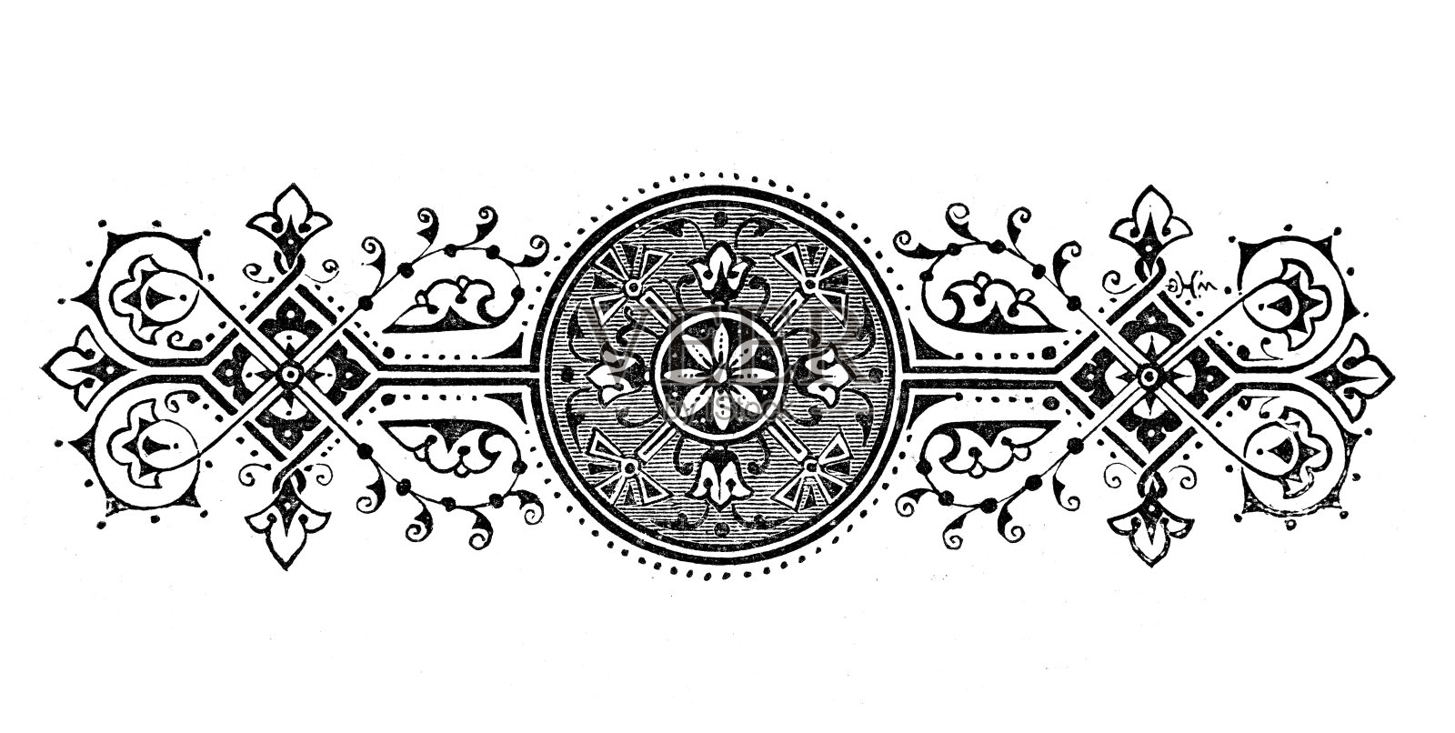 维多利亚风格花边花卉图案设计元素插画图片素材