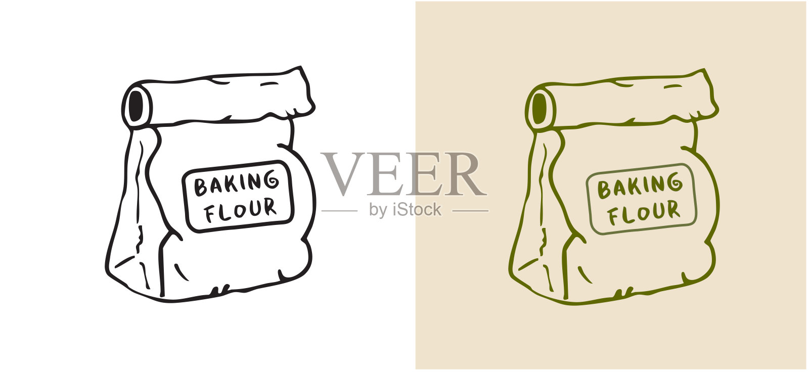 手绘烘焙面粉袋草图插画图片素材