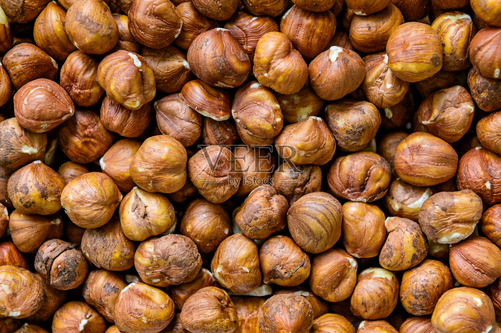 榛子。榛子背景特写。俯视。照片摄影图片