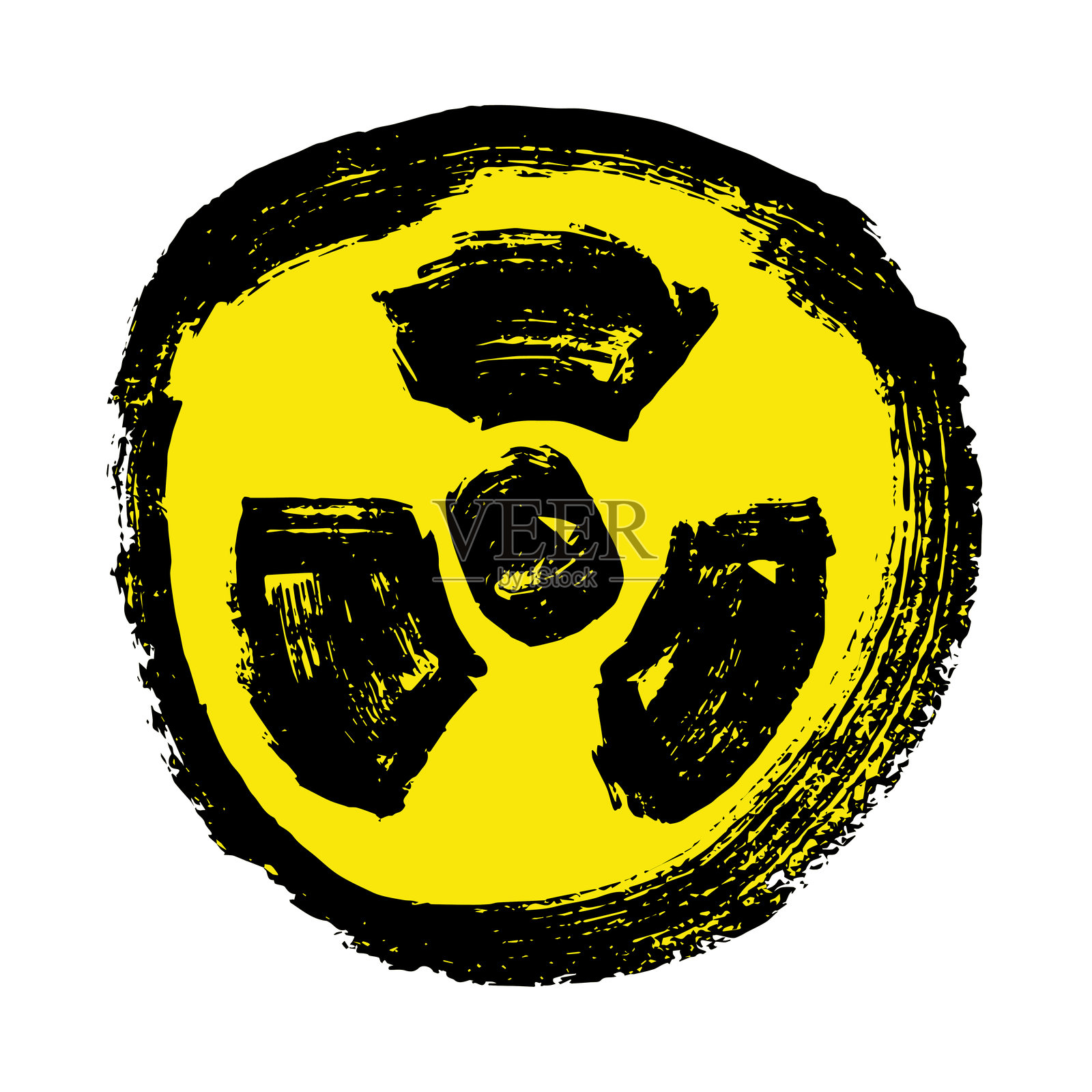 手绘辐射标志 核辐射危险标志 放射性危险警告插画图片素材