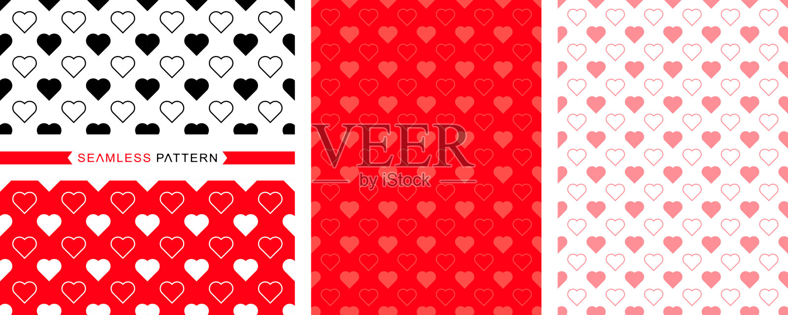 心形图案和爱心背景插画图片素材