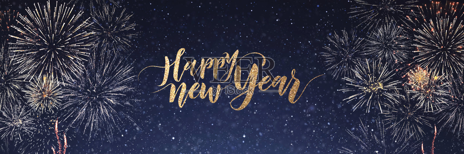 节日烟花。新年除夕，圣诞节。祝贺横幅。照片摄影图片