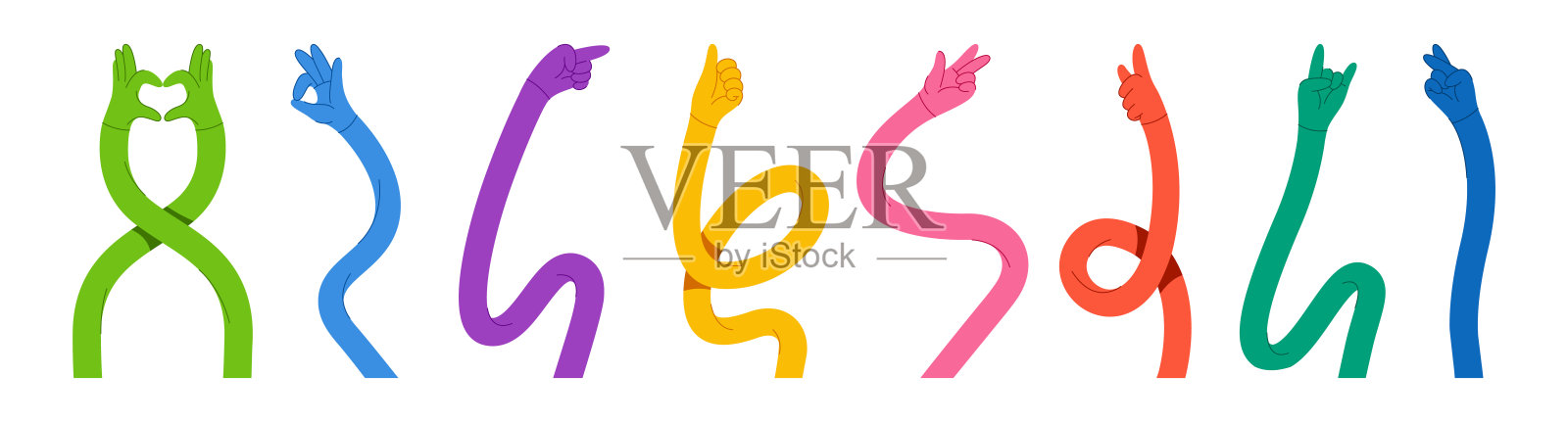 弯曲灵活的手做出富有表现力的动作插画图片素材