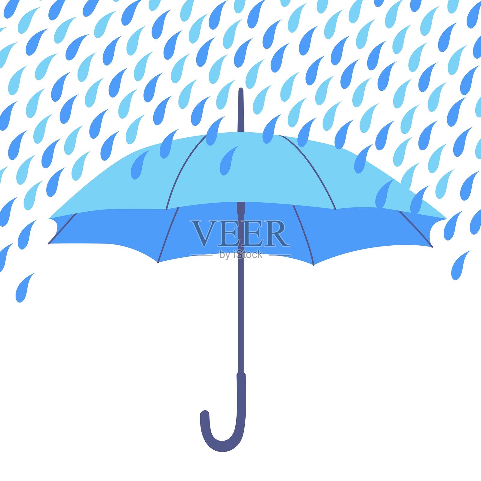 雨伞遮挡倾盆大雨的矢量背景插画图片素材